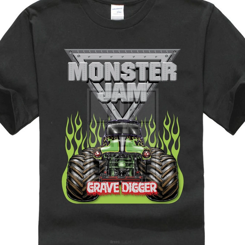 100% хлопок свободный покрой Monster Jam Могильщик Truck дизайн мужская футболка высокого