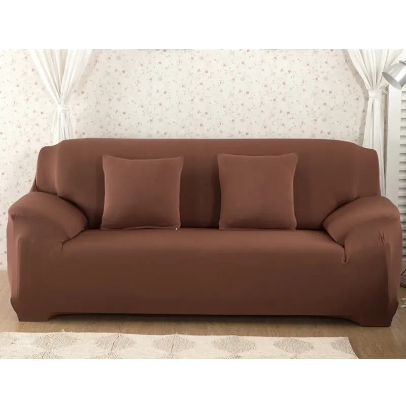 Light Brown Твердые Цвет чехлы для диванов спандекс эластичная европейских и американских полиэстер угловой диван кушетка чехол стоматологическое кресло крышка протектор Гостиная 1/2/3/4 местный - Цвет: Light Brown