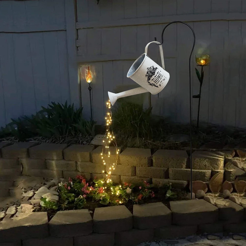 

DIY LED Wrought Iron Sprinkles Star Shower Can Statues Battery Power Art Fairylight Watering Kettle Lamp Lawn Garden Decoration