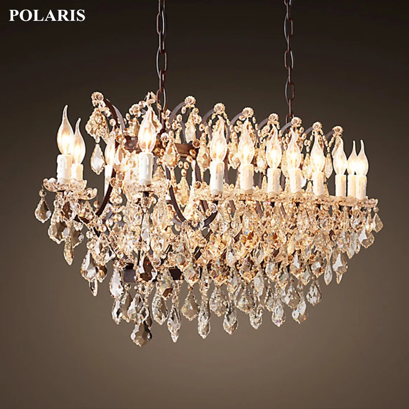 Винтажный Хрустальный люстра светильник рустикальная свеча подвесной для дома и