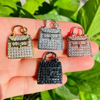 5pcs fashion purse bag charms for women bracelet girl necklaces making trendy pendants clear crystal jewelry accessory wholesale