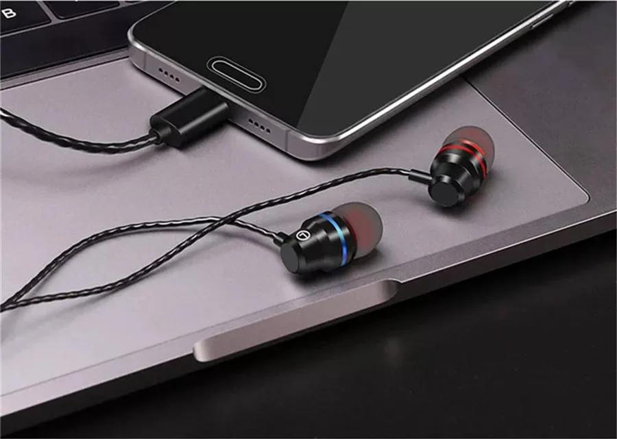 Usb type-C проводные наушники 4D стерео в ухо музыкальные наушники гарнитура в линии с регулятором громкости с микрофоном для смартфона