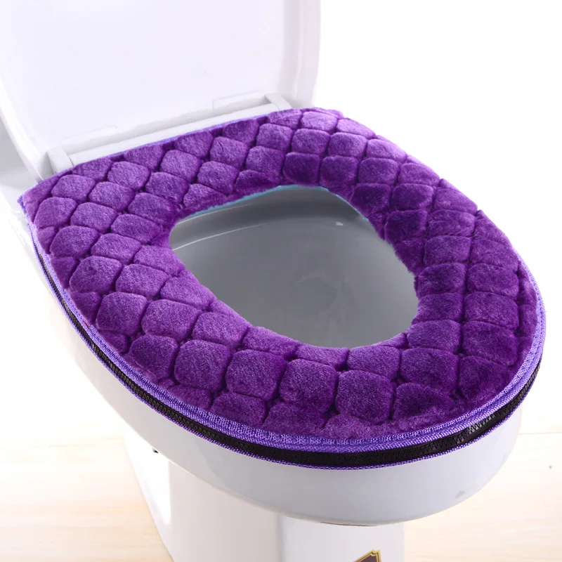 style 2 purple Цветочный теплый унитаз крышка сиденья верхняя крышка Накладка ванная комната теплое сиденье на унитаз чаша мягкая молния моющееся сиденье для унитаза крышка - Цвет: style 2 purple