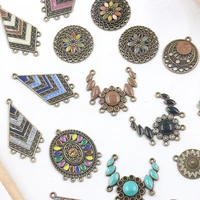 10pcs enamel metal charms earring chandelier connectors drops bails wholesale lot for jewelry making diy findings