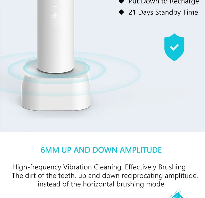 Waterproof Electric Toothbrush Cleaning Whitening USB Charging Sonic Toothbrush with DuPont Heads