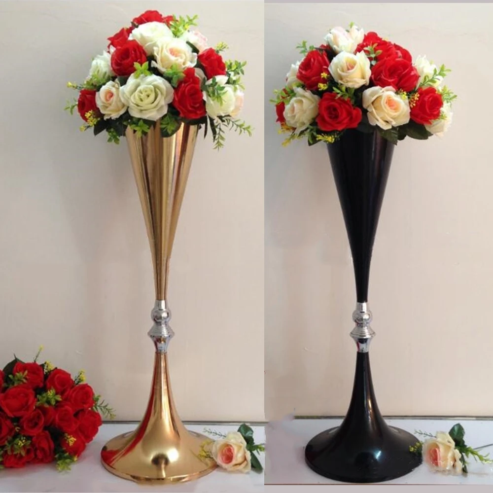 

70cm Tall Gold/ Black Metal Wedding Centerpieces Flower Tabletop Stand Event Road Lead FlowerHolders 10 pcs/ lot
