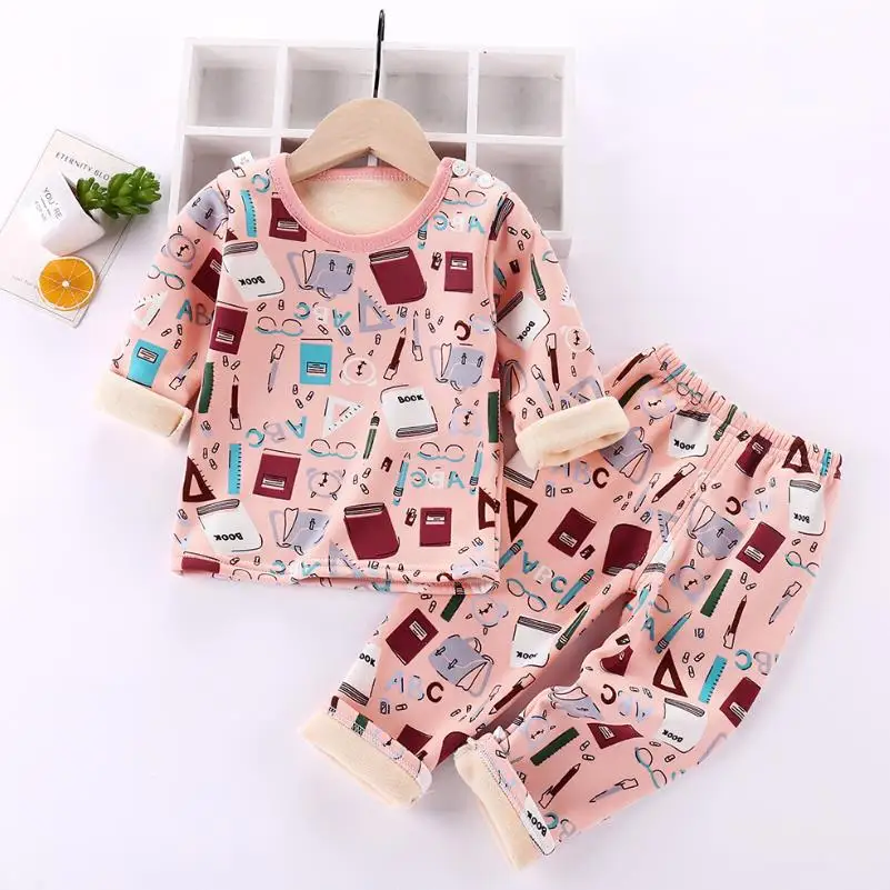 Новое термобелье для мальчиков и девочек осенне зимняя бархатная Рождественская