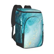 Protable Insulated Thermal Cooler Waterproof Lunch Bag Agate Ripples Swirls Marble Picnic Camping Backpack Double Shoulder Bag