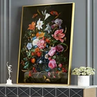 Винтажные картины большого размера с цветами розы, постеры и принты на холсте, классические настенные картины для декора гостиной