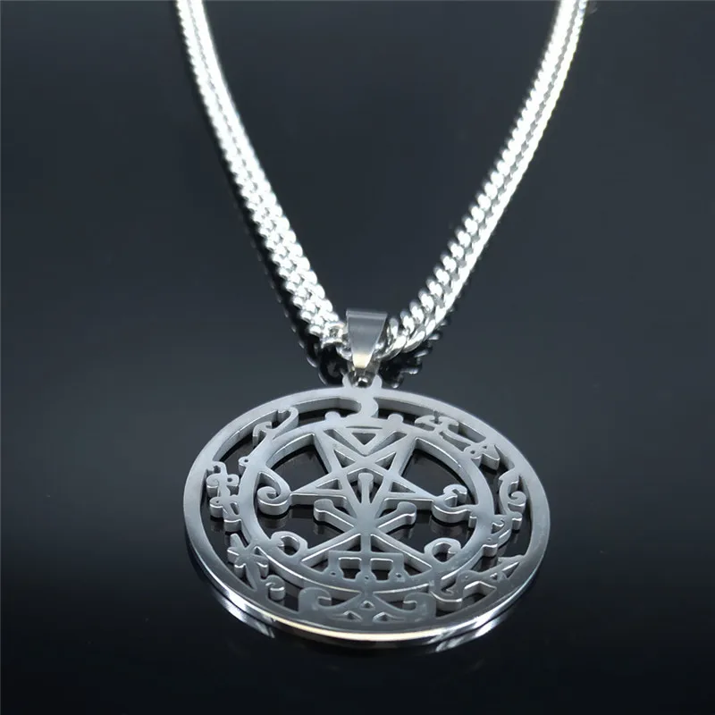 Фото Sceal Sigil of Lilith, серебряный цвет, ювелирные изделия из нержавеющей стали, ожерелье с подвеской сатана, ожерелье, ключ, скрытая печать, знак Goetia ... №2