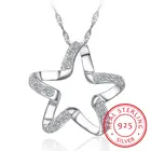 925 стерлингового серебра с рисунком пятиконечной звезды с квадратными кристаллами циркония, кулон ожерелье мода звезды Cz ювелирные изделия для юбилей подарок