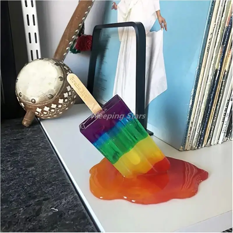 

1pc Transparent Melting Popsicle Sculpture Decoration Miniature Resin Craft