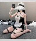 Нижнее белье сексуальное горячее эротическое аниме косплей костюмы Французский Фартук Горничная Комбинация Мини-платье униформа Фетиш Нижнее Белье