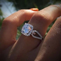 wedding engagement rings for women female 925 silver ring accession square zirconia ring with stone jewellry wholesale