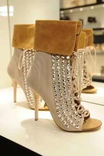 

Color matching fashion hot drill cross strap sexy sandals High Heel Sandals