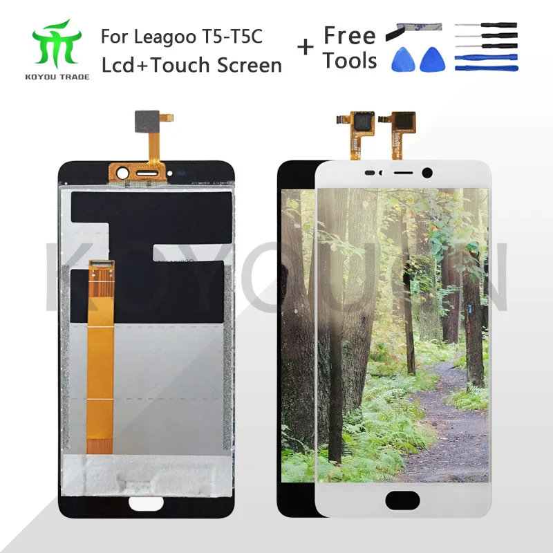 Черный/белый для leagoo T5 T5C ЖК-дисплей и сенсорный экран 5 "сборка телефона