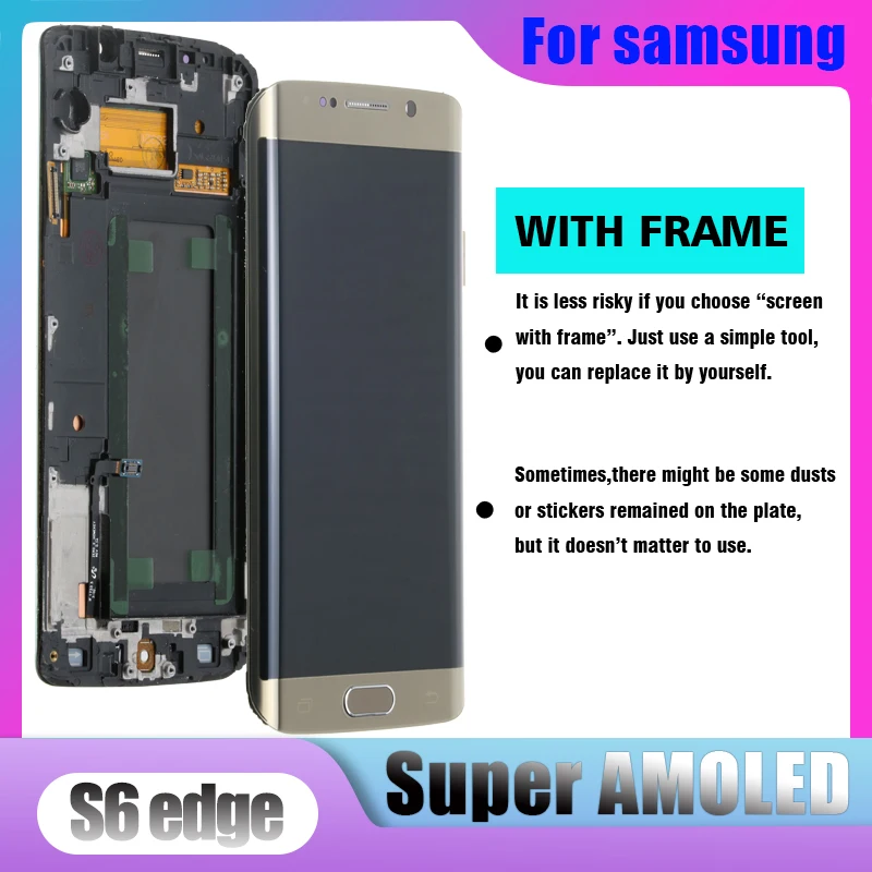Оригинальный SUPER AMOLED ЖК экран 5 1 дюйма с рамкой для SAMSUNG Galaxy s6 edge G925 G925I G925F