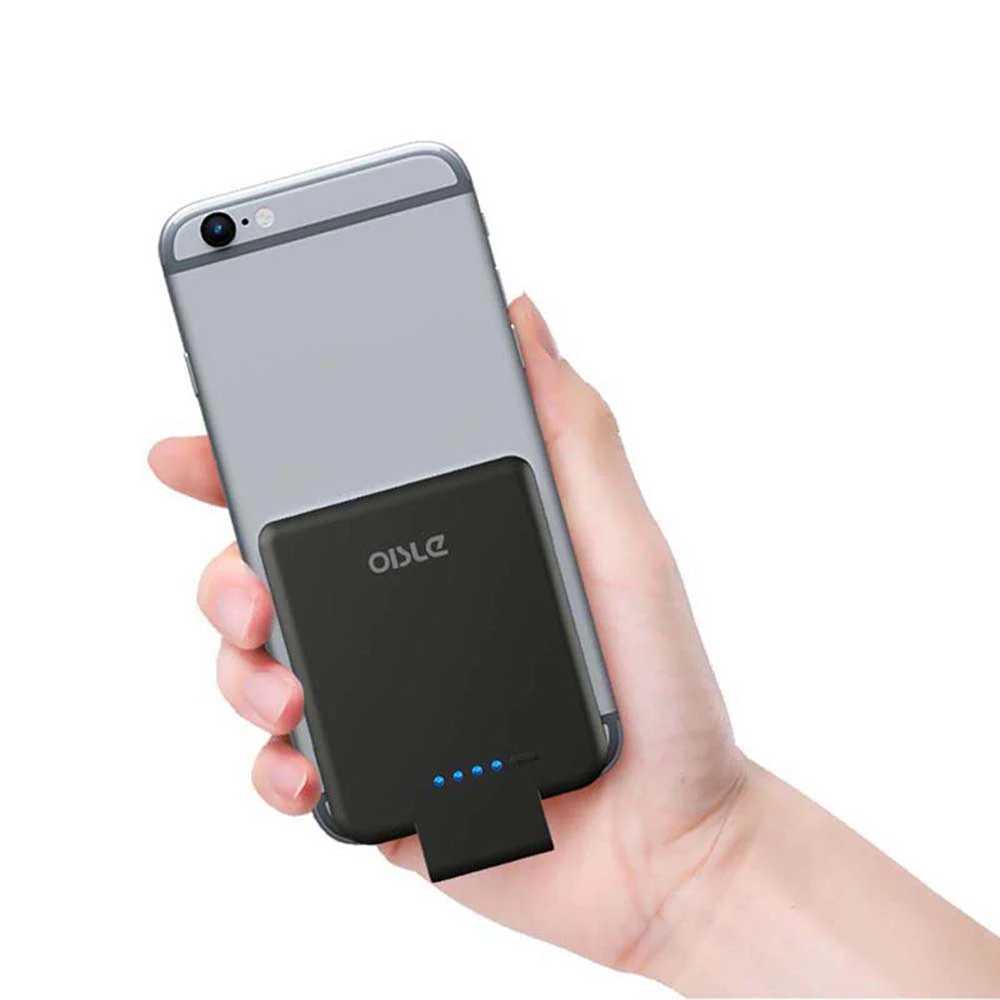 Black 2800 мАч милый вставленный внешний аккумулятор с беспроводной приемник QI для iPhone 6 7 8/S X XR мини Встроенный чехол для зарядного устройства - Цвет: Black