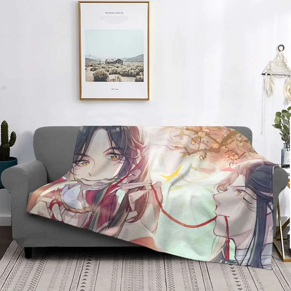 

Аниме одеяло Tian Guan Ci Fu, хлопковое переносное Коралловое бархатное одеяло в клетку для спальни, необходимое для путешествий