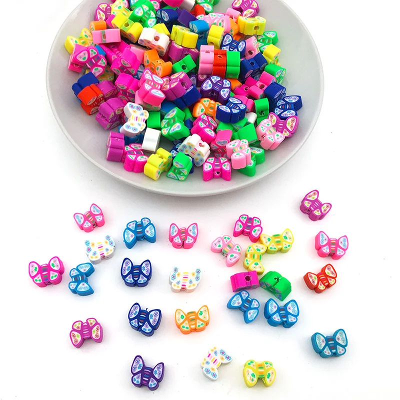 

50Pcs 10mm Mixed Animal Butterfly Shape Polymer Clay Spacer Beads For DIY Handmade Jewelry Making Accessories