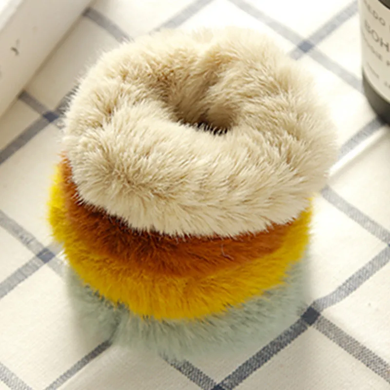 Мягкие эластичные резинки для волос с кроличьим мехом женщин и девочек милые