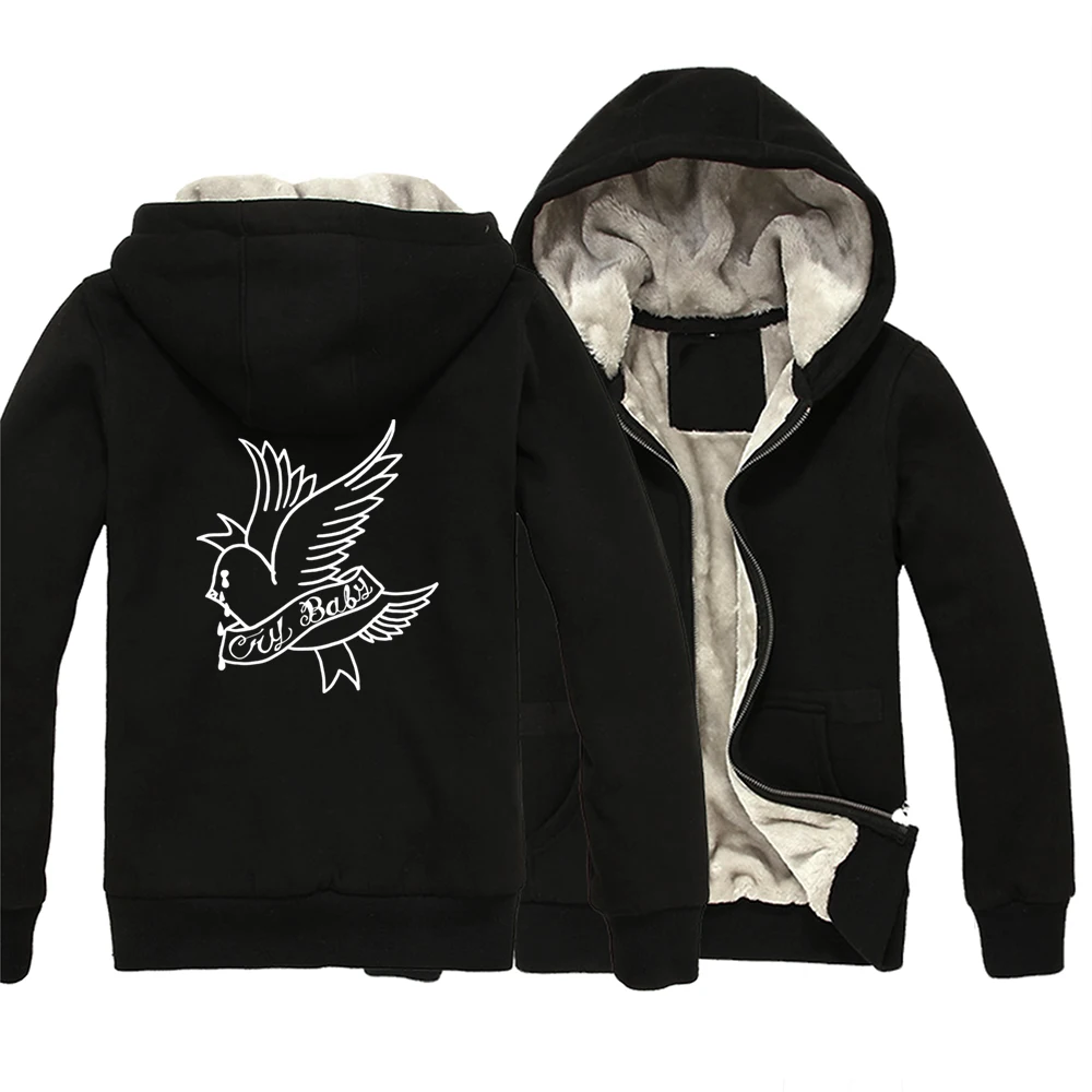 Lil Peep Cry Baby Man Boy Parkas Full Zip Coat Plus Velvet Autumn Winter Couple Clothes ZIIART