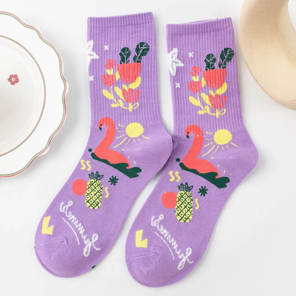 

Women Socks Funny Cute Cartoon Fruits Banana Avocado Lemon Egg Cookie Donuts Animals Happy Colorful Novelty Skateboard Socks New