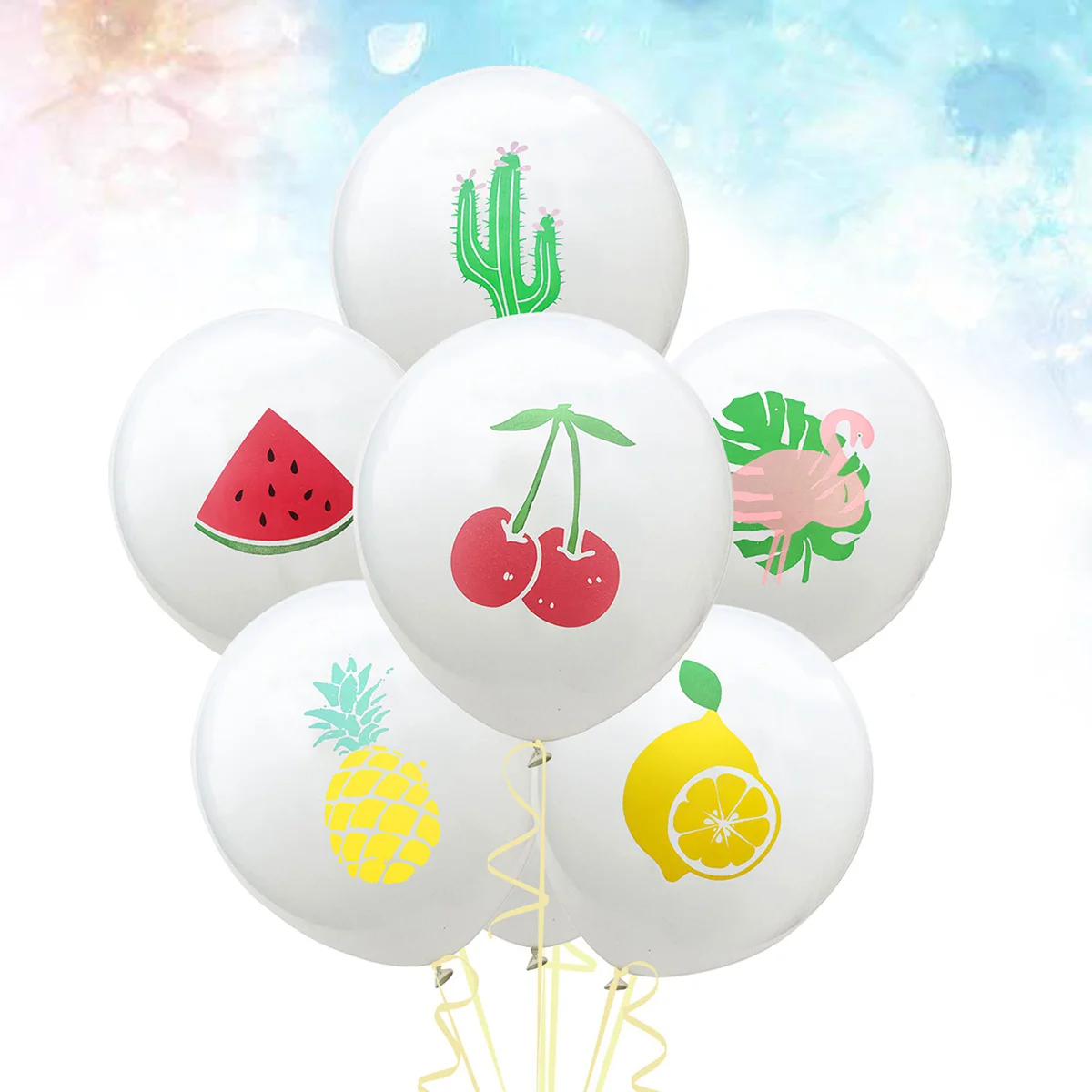 

70PCS Hawaii Party Balloons Summer Fruit Pineapple Cherry Watermelon Lemon Monstera Printing Latex Balloon