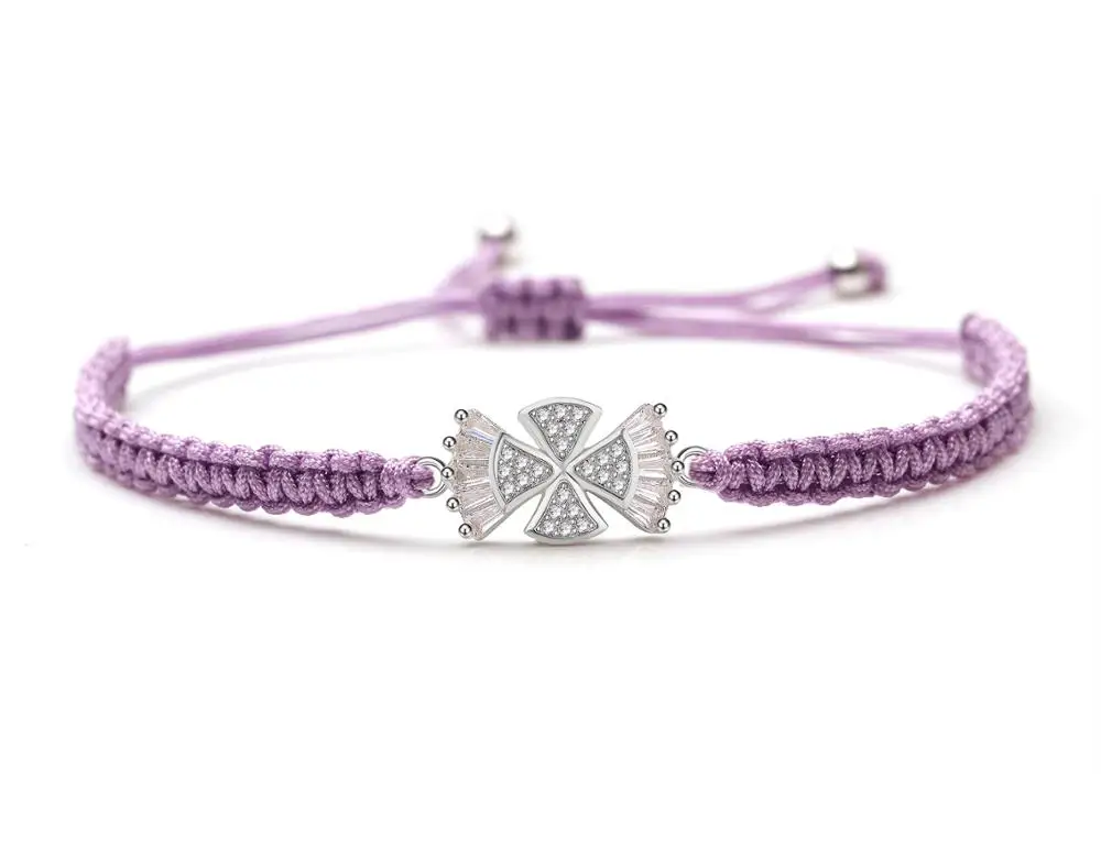 Браслет с шармами в виде четырехлистного клевера летающего крыла из меди