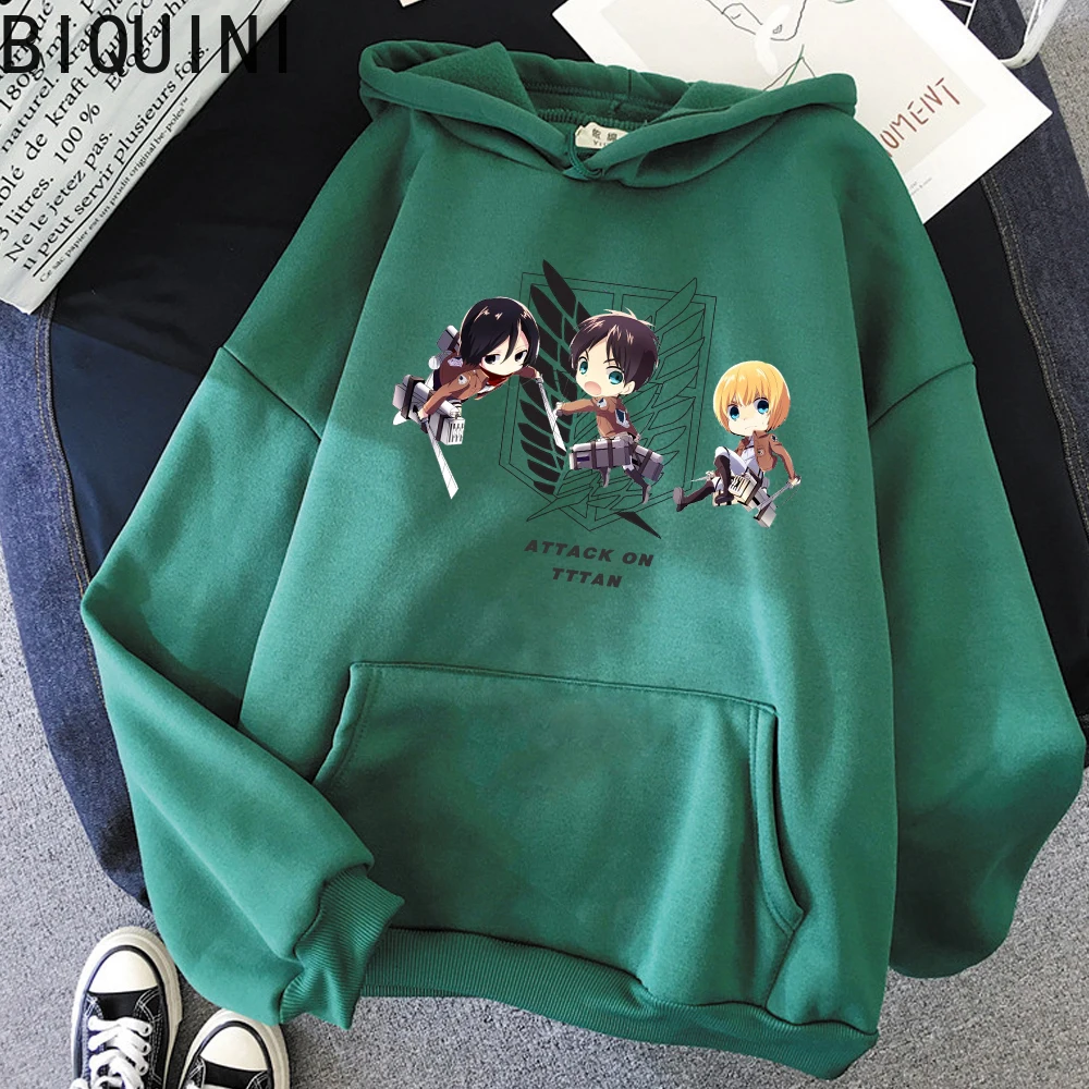 

Attack On Titan Anime Hoodie Winter Clothes Women Print Cute Kawaii Warm Casual Sweatshirt Vintage Plus Size Hoodies Pink Tops