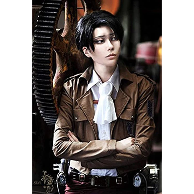 Парик для косплея из аниме атака на Титанов термостойкий короткий коричневый