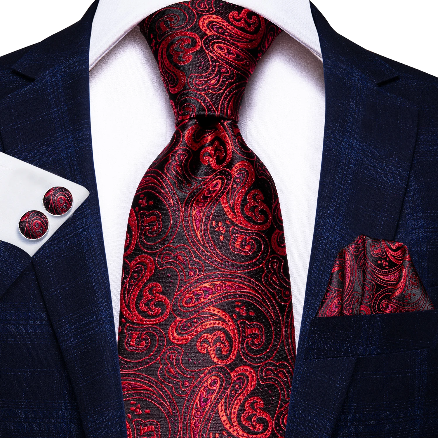 

Hi-Tie Paisley Wine Red 100% Silk Men's Tie NeckTies 8.5cm Ties for Men Formal Business Luxury Wedding Neckties Quality Gravatas