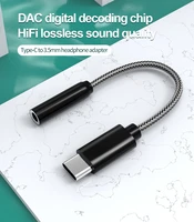 high sound quality metal shell usb type c to 3 5mm audio cable with chipset hifi support