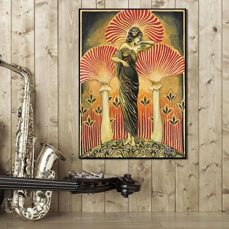 

Mushroom Goddess Soma Art Poster Canvas Paintings Poster Print Wall Art for Living Room Home Decor