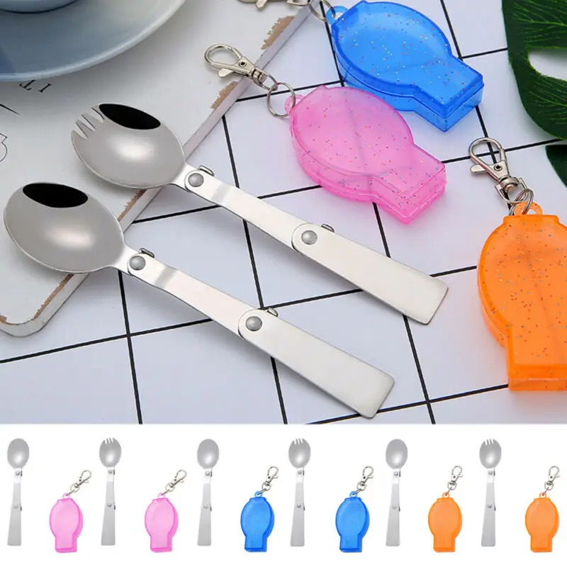 Портативная Складная ложка вилка набор многофункциональных столовых приборов