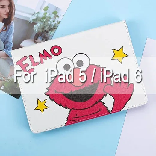 Red For Air 1 2 Умный чехол с мультипликационным принтом Элмо и куки для iPad Air 1/2, iPad, ультра тонкий чехол с подставкой для iPad 234, mini12345, Автоматическое включение/выключение - Цвет: Red For Air 1 2