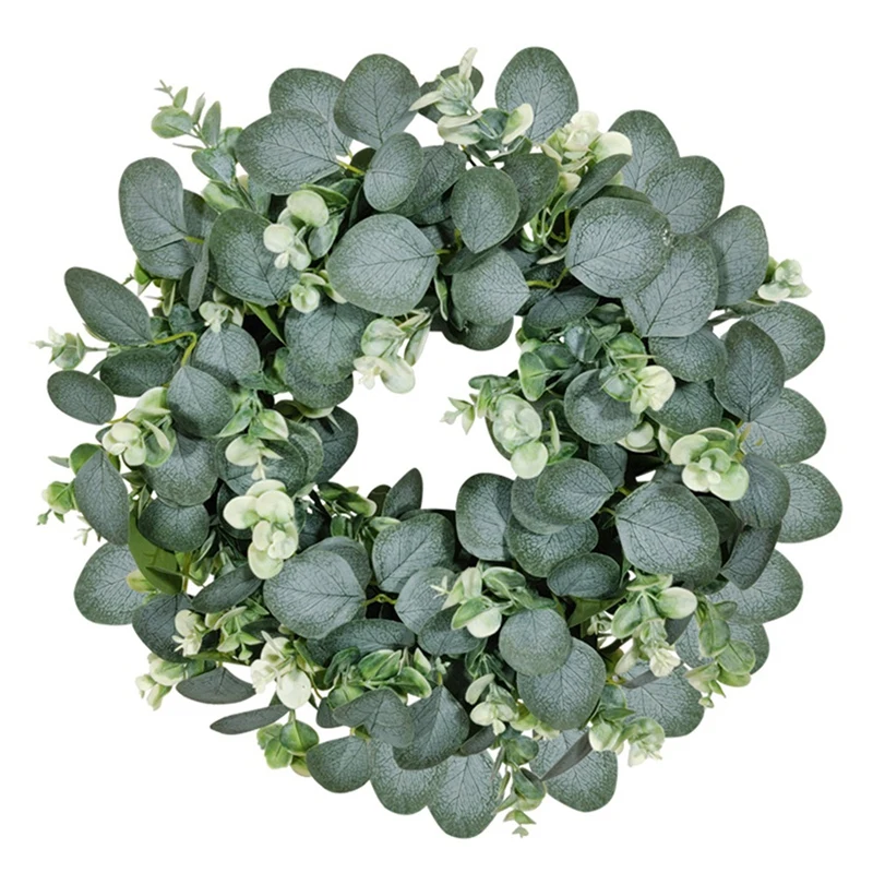 

Венок из искусственного эвкалипта для входной двери, окна, свадьбы, вечеринки, дома, весенне-летнего фермерского декора