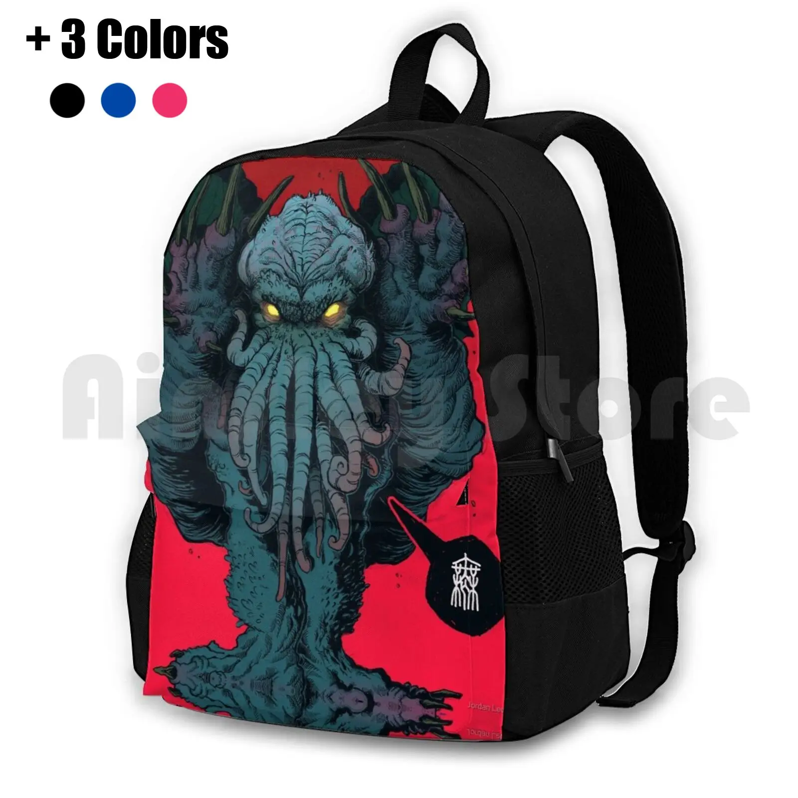 

Strange Aeons Outdoor Hiking Backpack Riding Climbing Sports Bag Ink Brush Book Literature Great Old One Cthulhu Rlyeh Monster