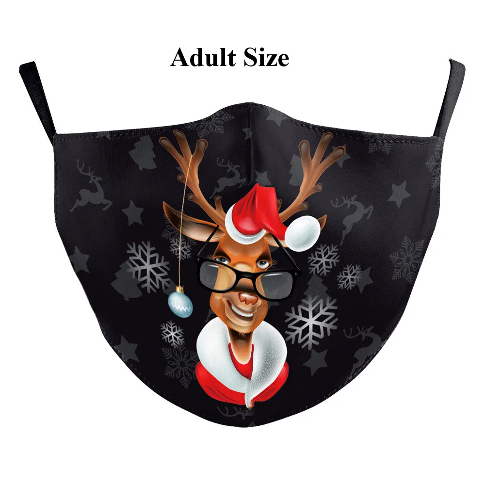Многоразовая моющаяся маска для рта с 3d принтом Счастливого Рождества лося Wapiti