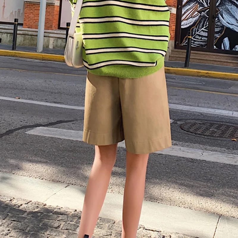 Женские демисезонные шорты из искусственной кожи свободные кожаные брюки