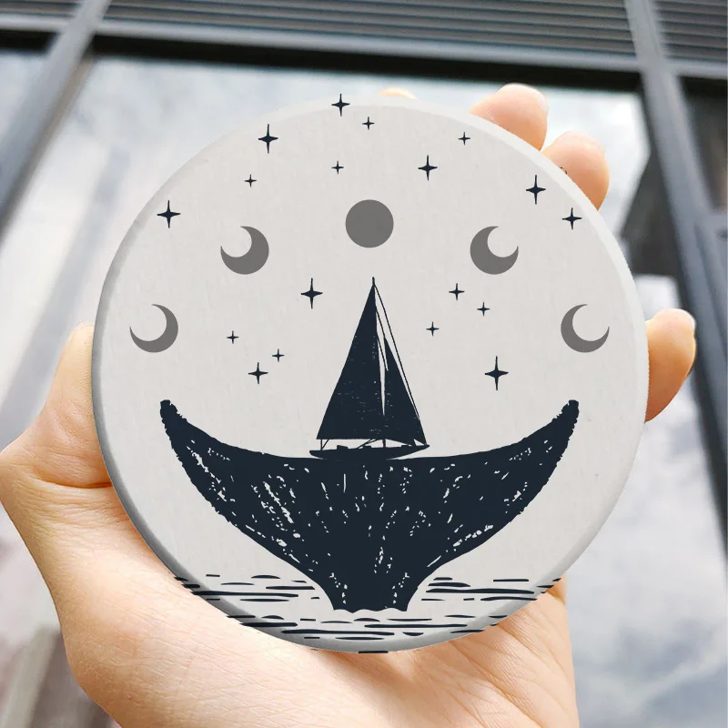 

Diatom Mud Printed Cup Coaster Art Craft Tea Table Glass And Cork Silicon Holder Mat For Kitchen Fruit Coasters Silicone Coast