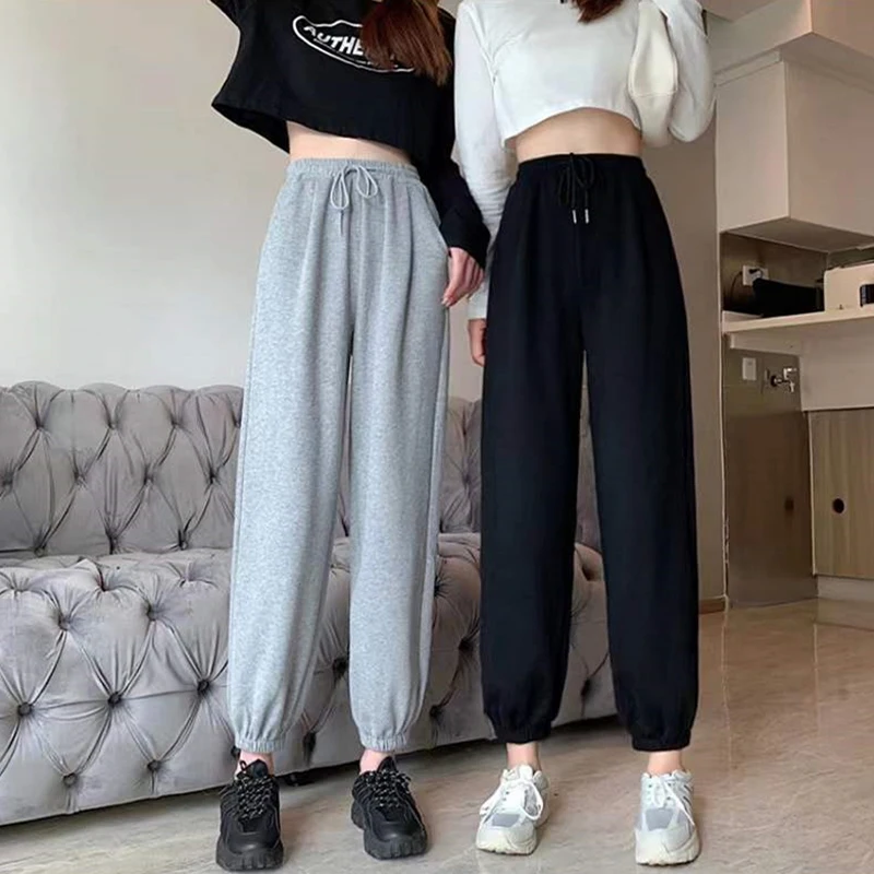 

2022 Spring New Retro Age-Reducing Gray Sports Female Loose-Fitting Feet Were Thin And Small Casual Pants Harlan Ins Tide