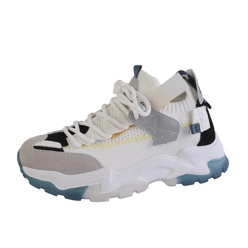 Кроссовки женские массивные на шнуровке Вулканизированная подошва удобная