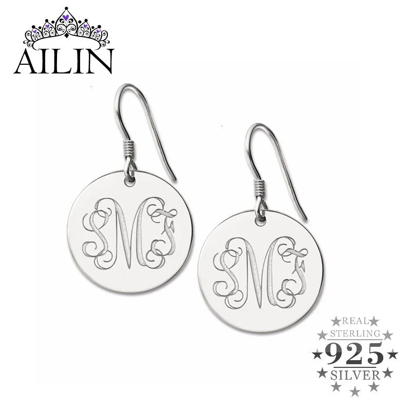 Женские серьги из серебра 925 пробы с гравировкой|Индивидуальные Серьги| |