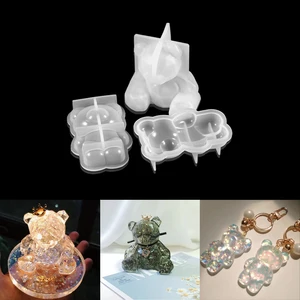 3D силиконовая форма Медведь DIY Геометрия стерео медведь молд животное эпоксидная смола, форма украшение орнамент молд инструменты