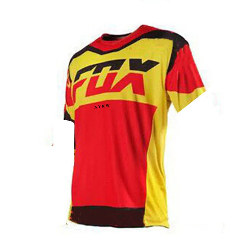 

New Summer short sleeve motorcycle mountain bike team downhill jersey MTB Offroad bicycle locomotive shirt fox jersey