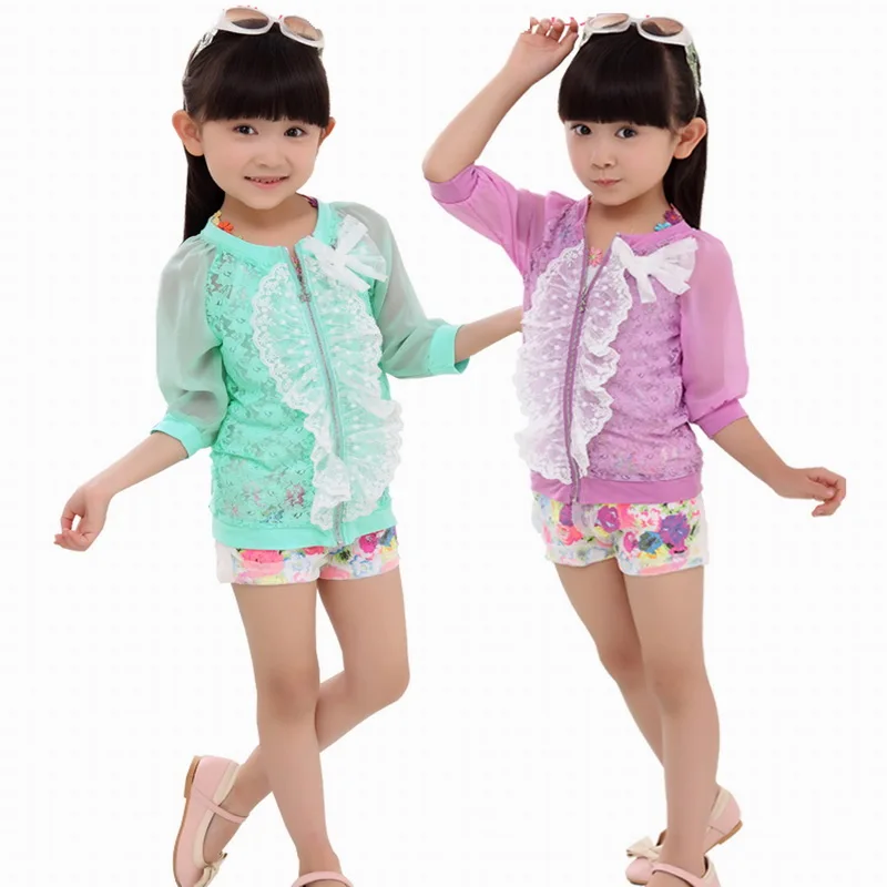 Куртка кружевная детская с коротким рукавом и защитой от солнца От 2 до 7 лет |