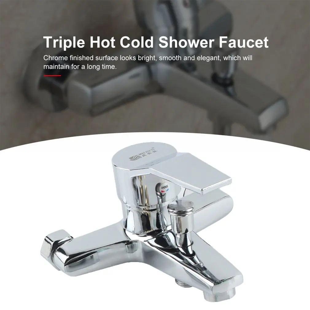 

Shower Tap Bathtub Shower Faucet Triple Hot Cold Shower Faucet Wall-mounted Bathtub Faucet Water Tap for Bathroom