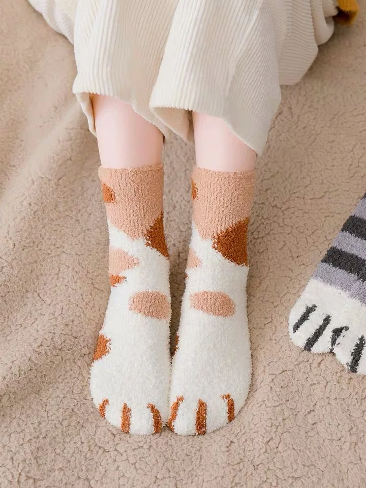1 пара плюшевые носки из кораллового флиса | Женская одежда