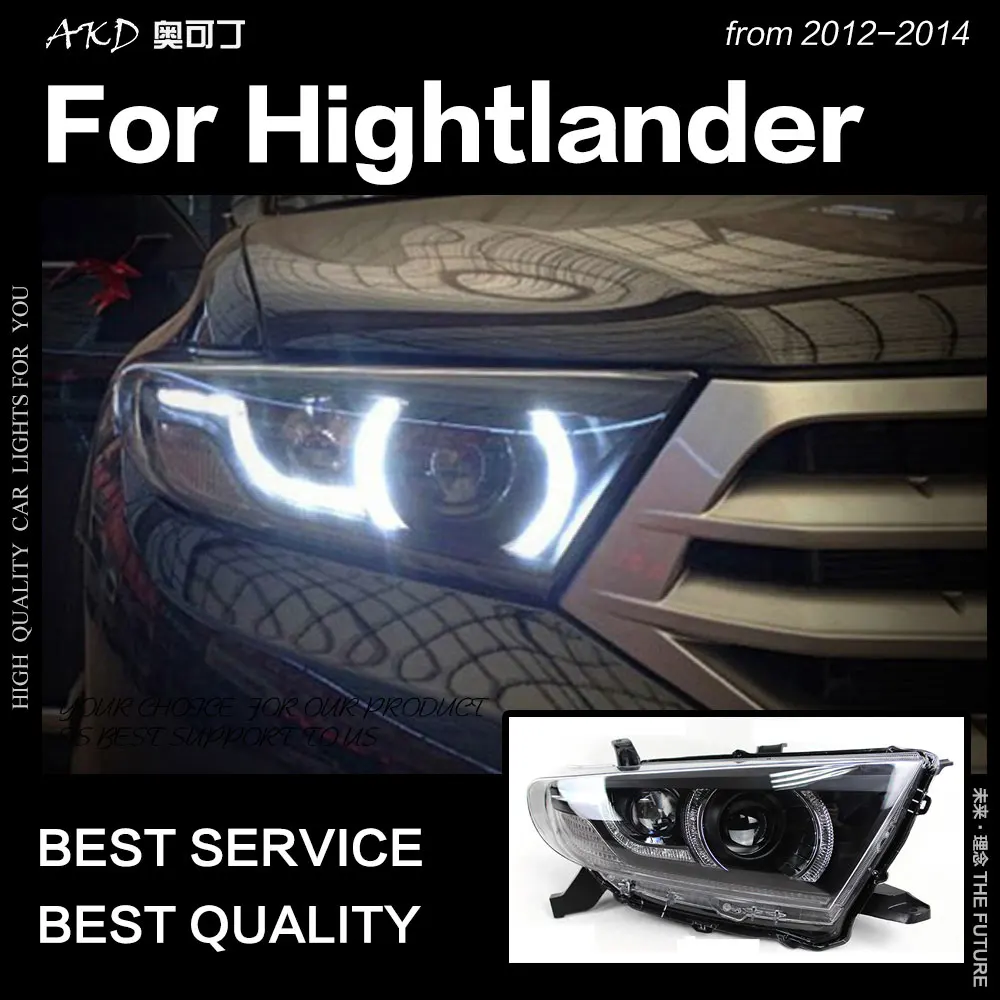 АКД стайлинга автомобилей для фары Toyota Highlander 2012 светодиодный фар ДРЛ Hid фара